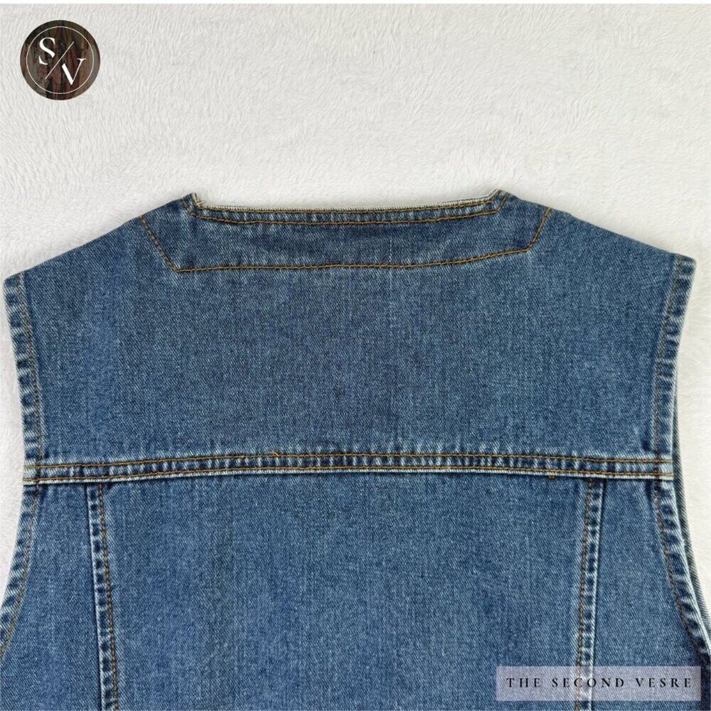 Vintage Original Jordache Medium Wash Denim Vest With Pockets - Large - Picture 8 of 12